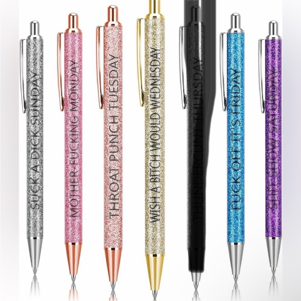 7 Swear Days of The Week Glitter Pens NEW - Picture 4 of 6